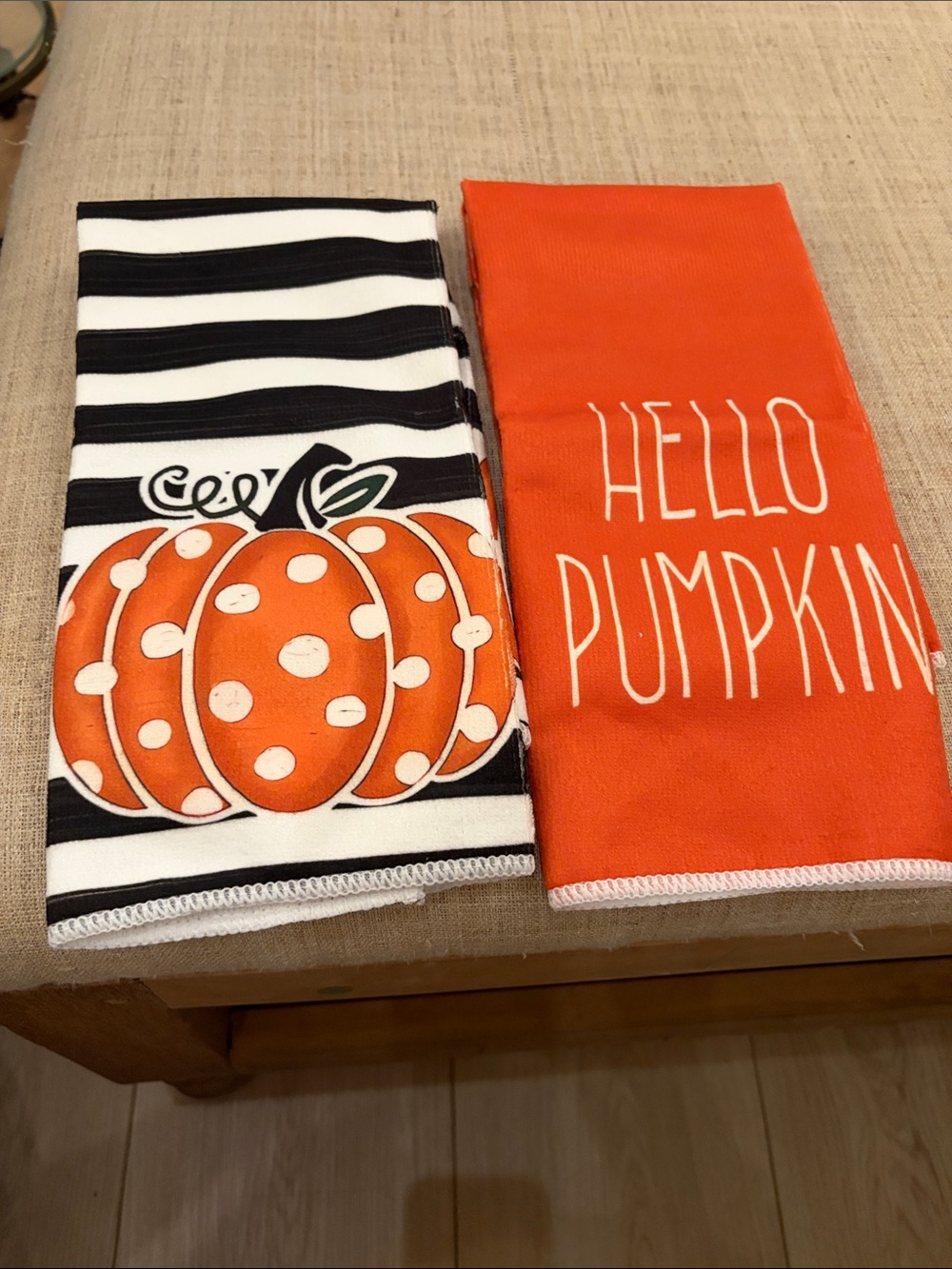 Hello Pumpkin Orange & Black Kitchen Towels